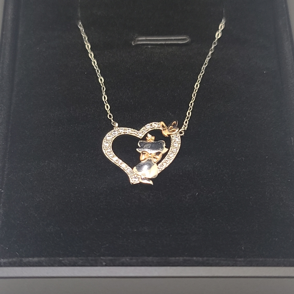 Disney Marie Necklace 2-Tone, 925 Sterling Silver Rose Gold Plate